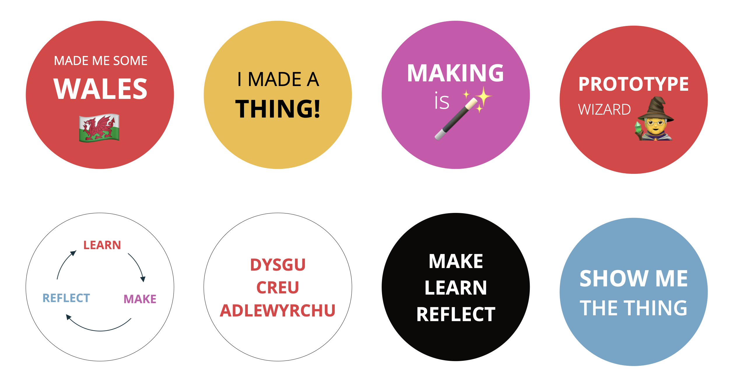 An image of our brand new Dysgu tryw greu sticker pack